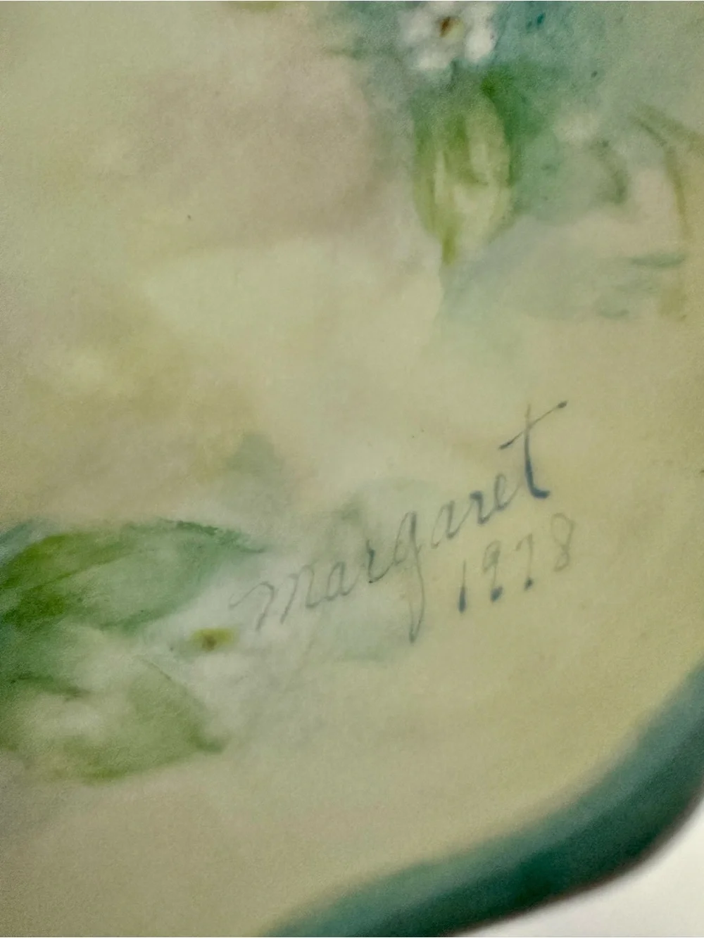 Vintage Porcelain Bowl-White & Blue Forget-Me-Not Flowers-6x5 in.
